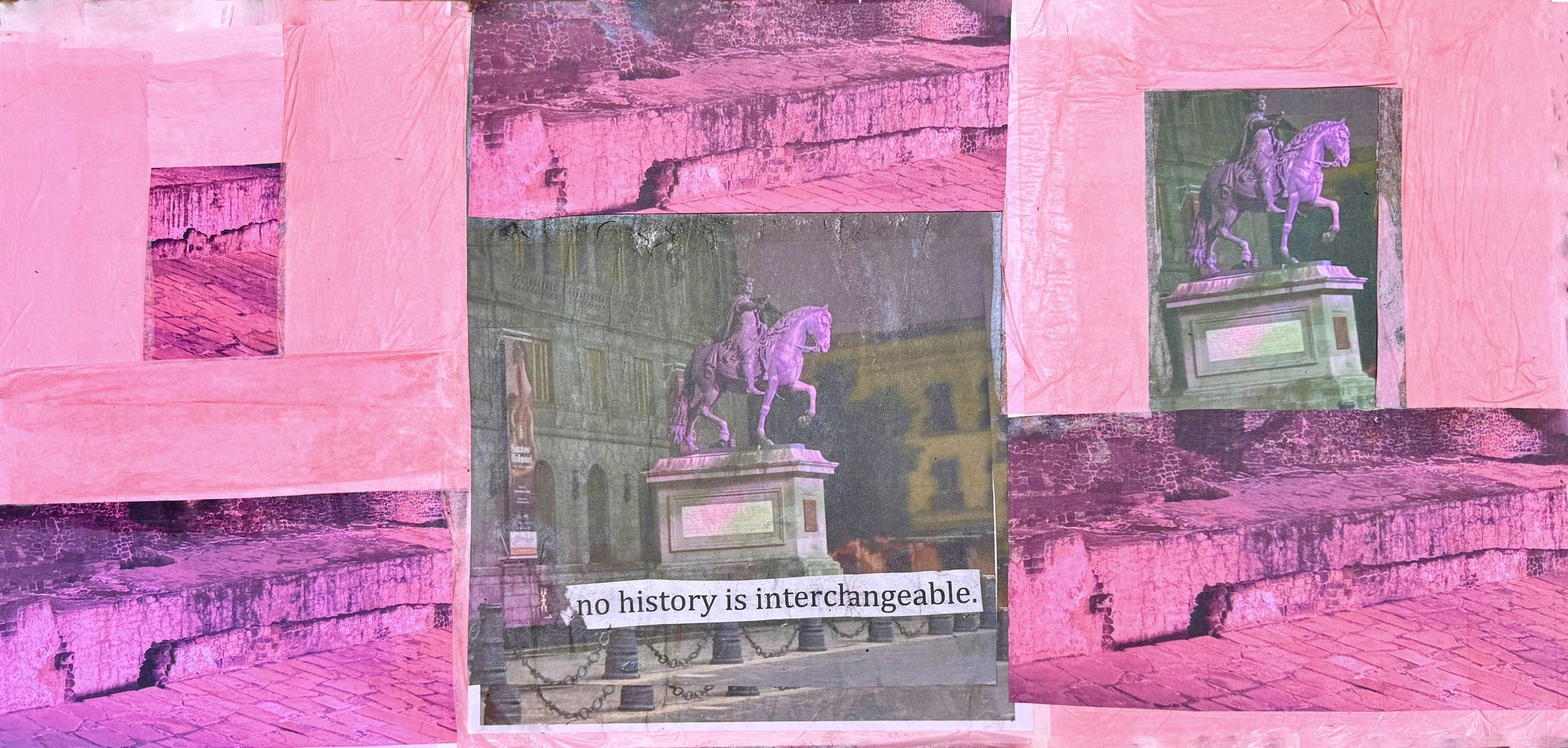 “No History is Interchangeable,” 2023, palimpsest on papel de china.
