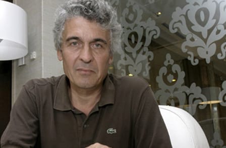Color photograph of Swiss writer Fabio Pusterla