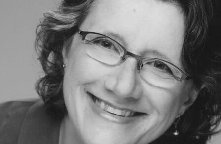 Black and white photograph of poet Yvonne Zipter