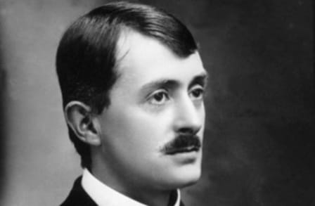 Black and white headshot of British poet John Masefield.