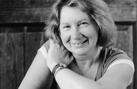 Black and white headshot of Irish poet Medbh McGuckian.