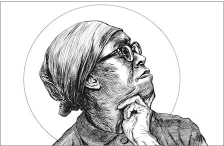 Black and white illustration of Gwendolyn Brooks.