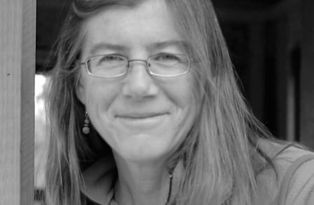 Black and white headshot of poet Connie Wanek.