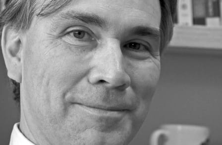 Black and white photo of poet Donald Revell