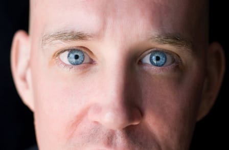 Close-up photograph of poet Raymond Mcdaniel's eyes