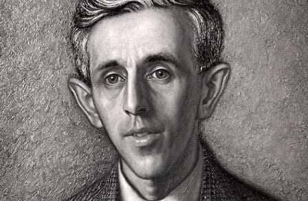 Black and white illustration of Welsh poet and painter Vernon Watkins.