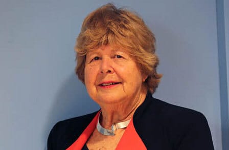 Color photograph of American writer, poet and critic Marjorie Perloff