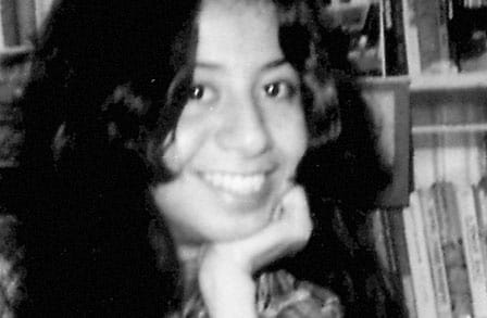 Black and white headshot of Lorna Dee Cervantes