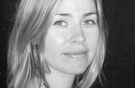 Black and white photograph of writer and poet Katie Ford