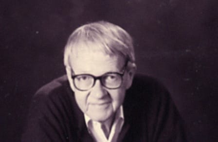 Black and white headshot of poet Donald Justice