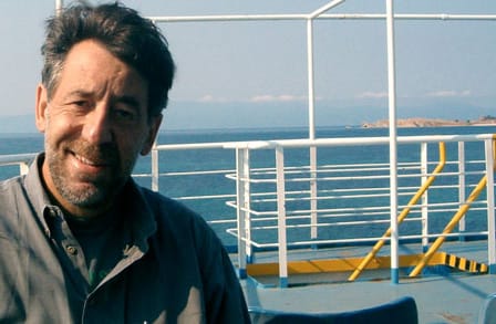 Poet Scott Cairns on a boat