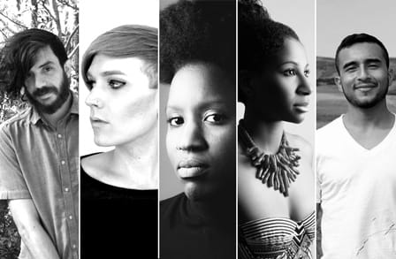 Composite photograph of five Lilly Poetry Fellows.