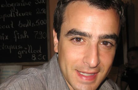 Color photograph of Canadian poet Carmine Starnino