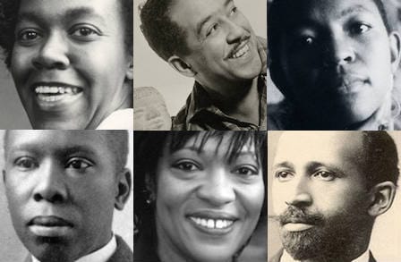 Mosaic grid image featuring six different Black writers.