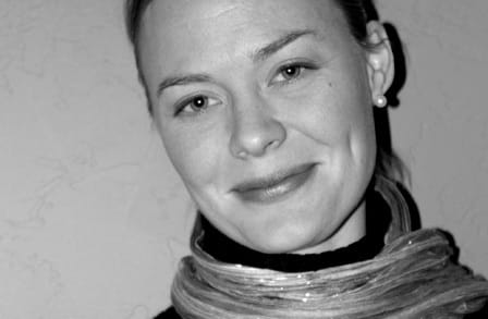 Black and white headshot of writer Katherine Larson