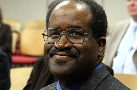 Color photograph of writer Afaa Michael Weaver smiling
