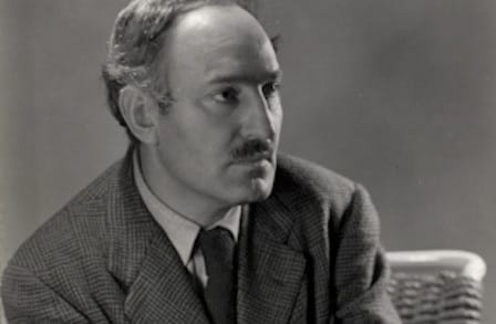 Headshot of poet Edward Dahlberg, black and white.