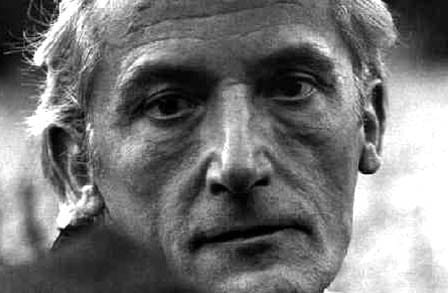 Black and white photograph of Hungarian poet János Polinszky