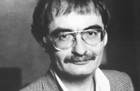 Black and white headshot of poet George MacBeth.