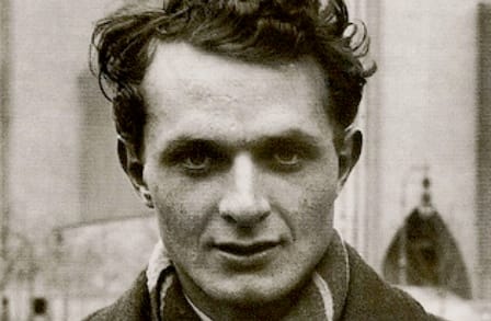 Cropped black and white photo of Stephen Spender.