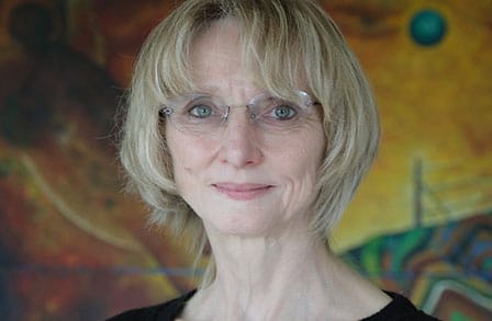Color photograph of American poet Rusty Morrison