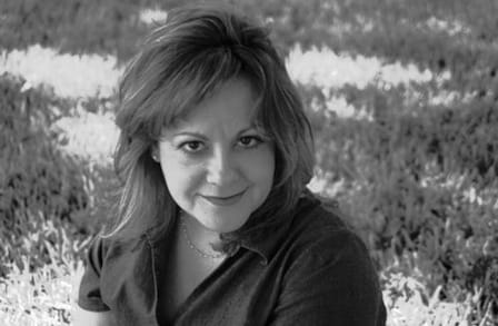 Black and white portrait of poet Sandra M. Castillo
