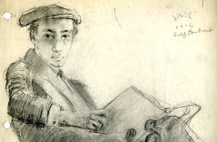 Self-portrait in pencil by Samuel Greenberg