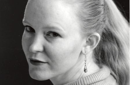 Black and white headshot of poet Jennifer Tonge.
