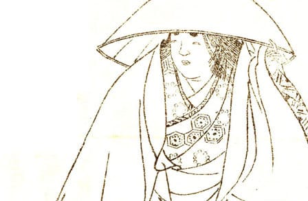 Ink illustration of Izumi Shikibu.