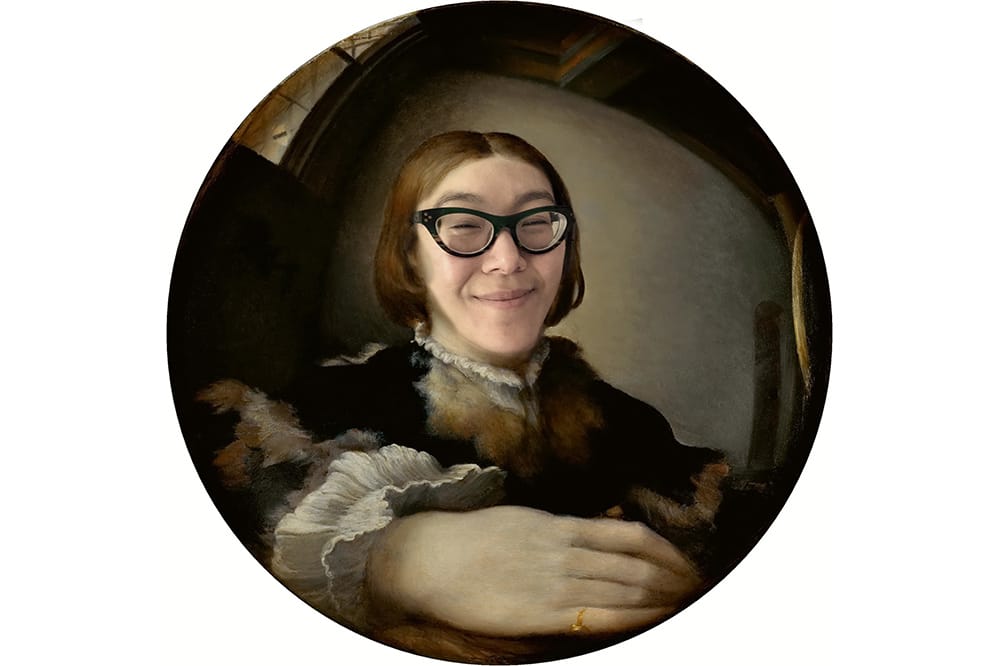 Self portrait of Juliette Lee from a fish-eye perspective.