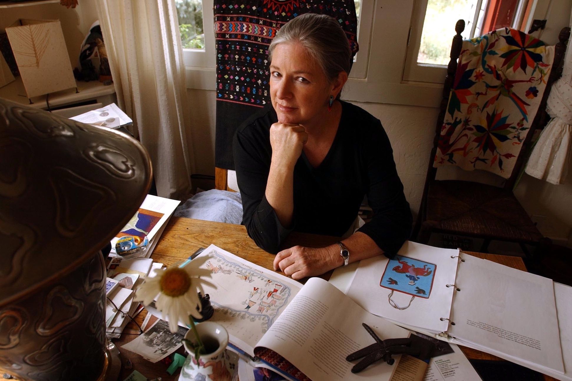 Linda Hogan, Native American Author of ' Woman Who Watches Over the World: A Native Memoir' is in her Cabin at Idledale, CO., on Friday.