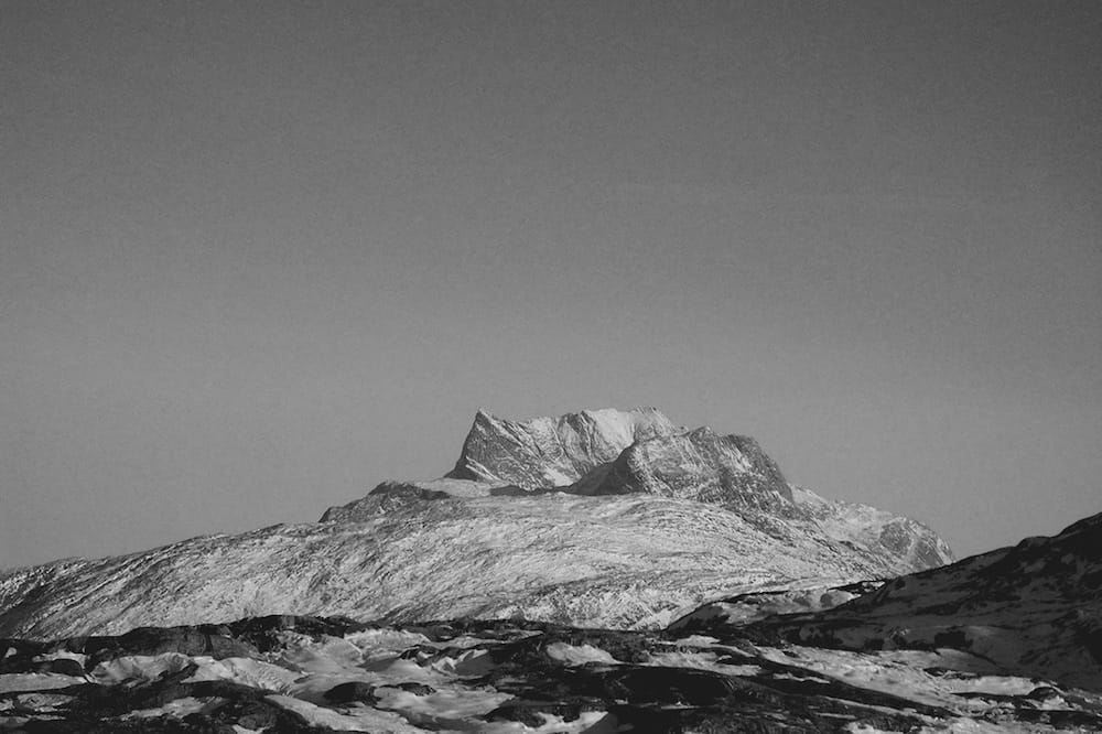 Black and white photo of a mountain