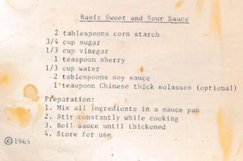 Recipe card for Basic Sweet and Sour Sauce