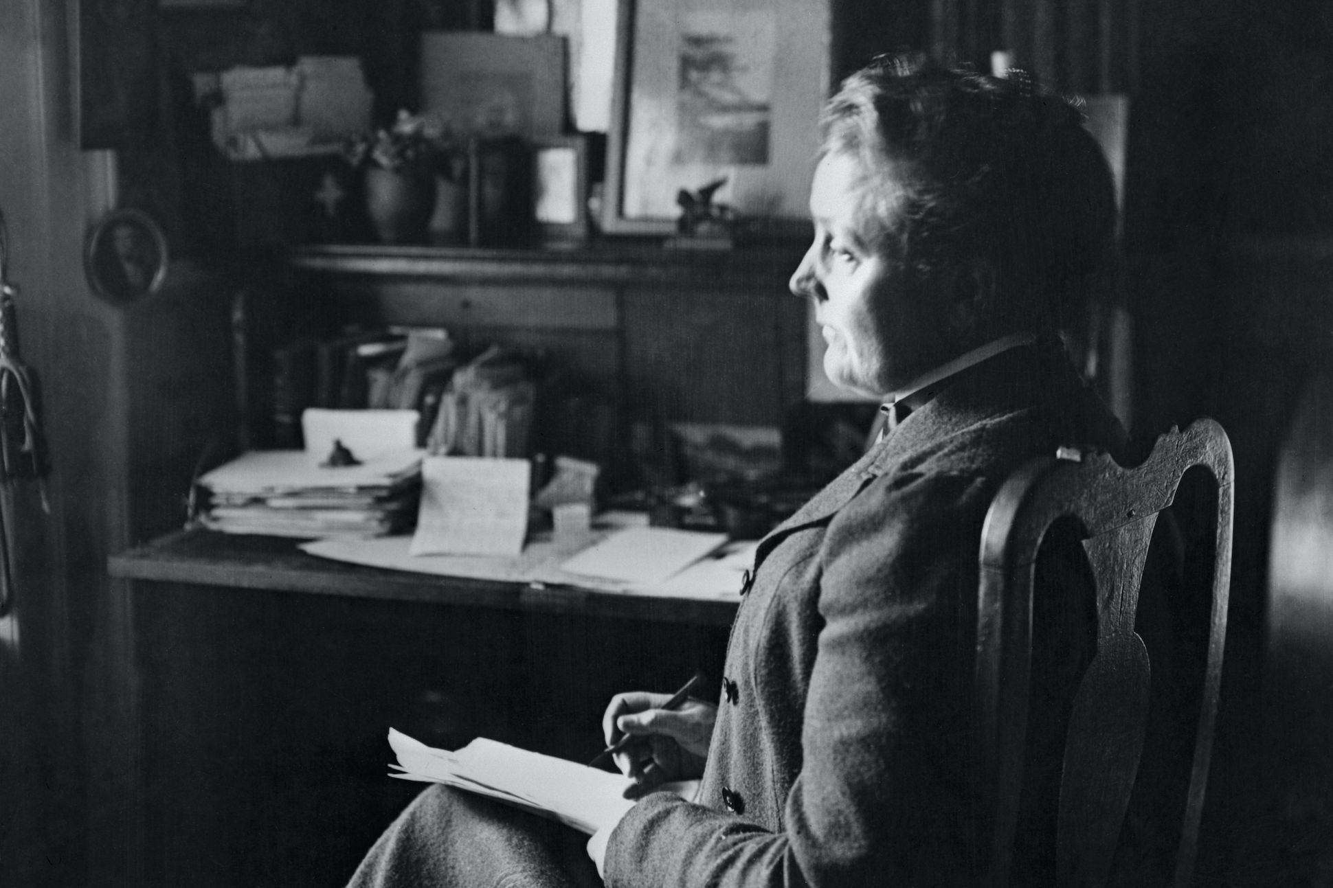 Sarah Orne Jewett Writing in Chair