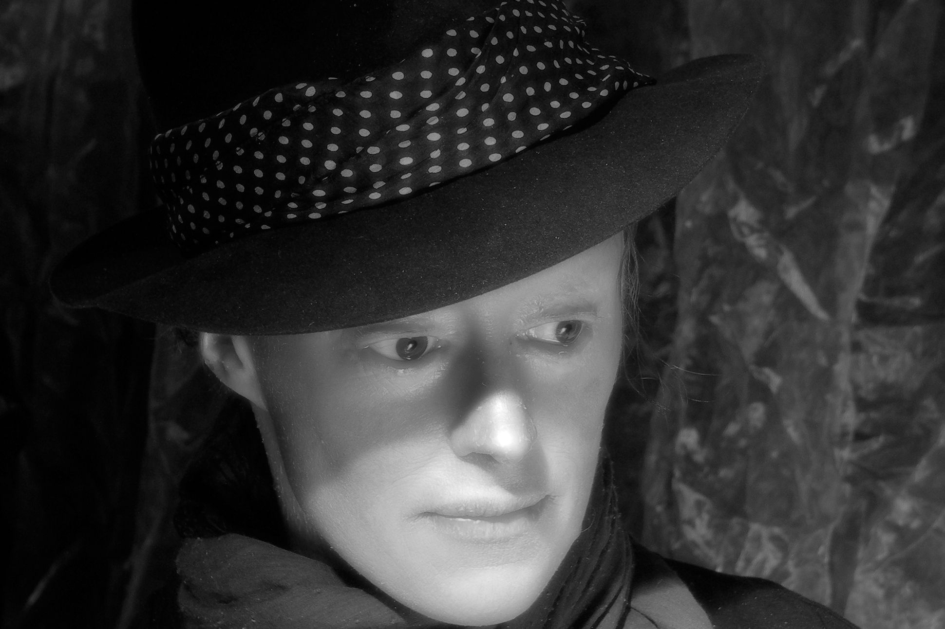 close up black and white photo of Rachael Boast