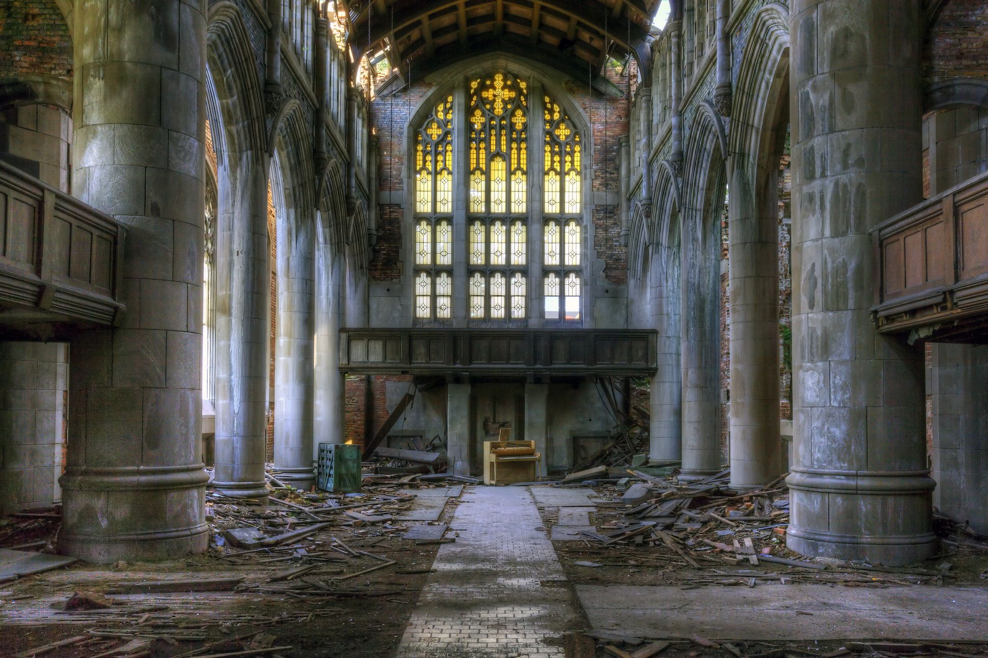 Image of an abandoned church in Gary, Indiana.