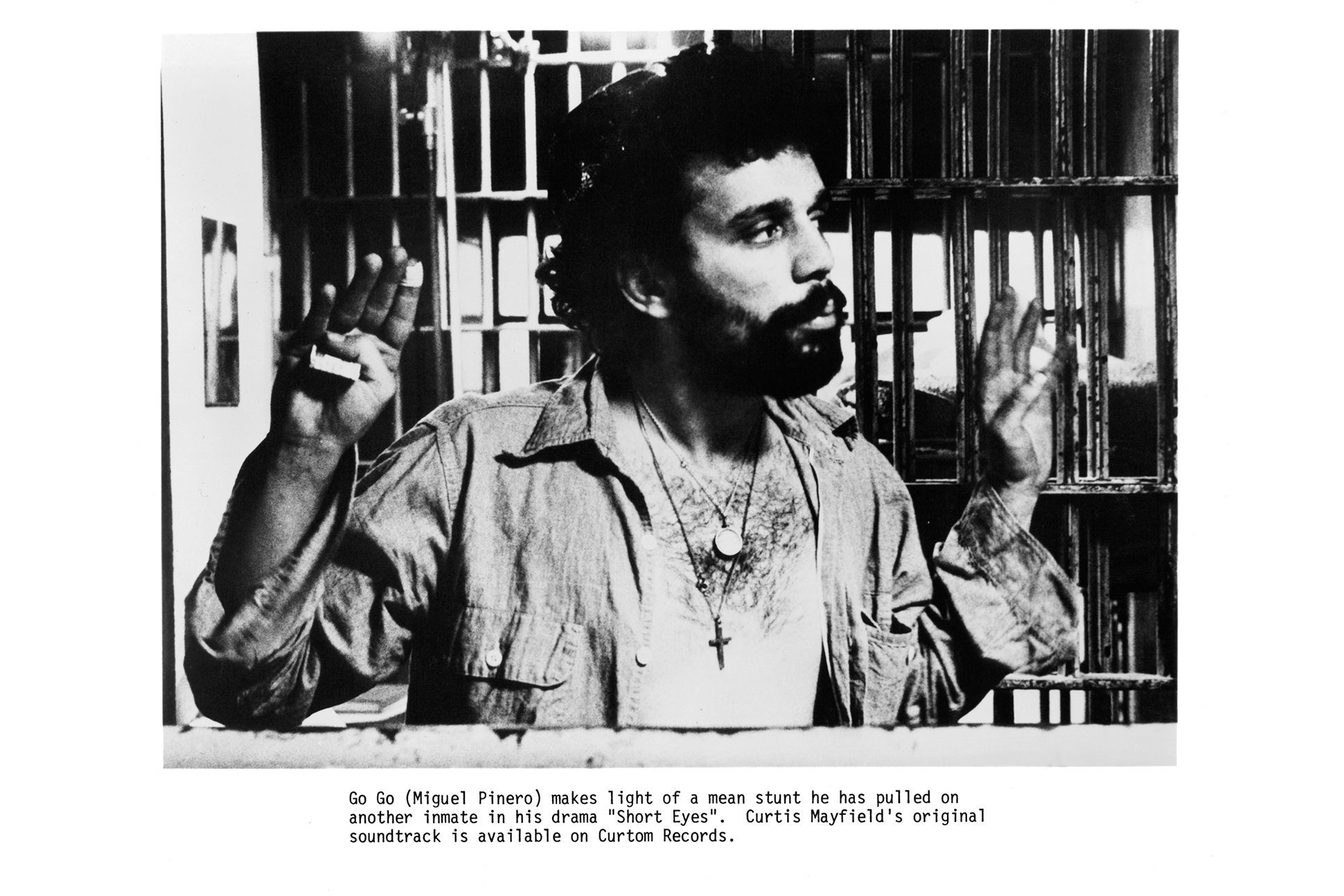 CIRCA 1977: Writer Miguel Pinero on set of the movie "Short Eyes".