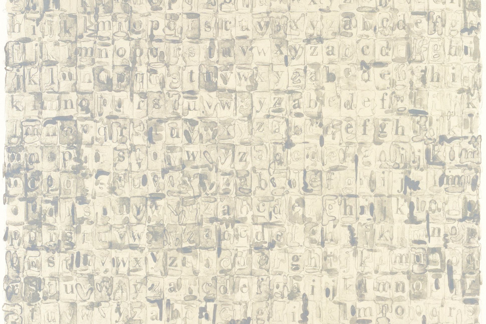 A grid of inky gray letters.