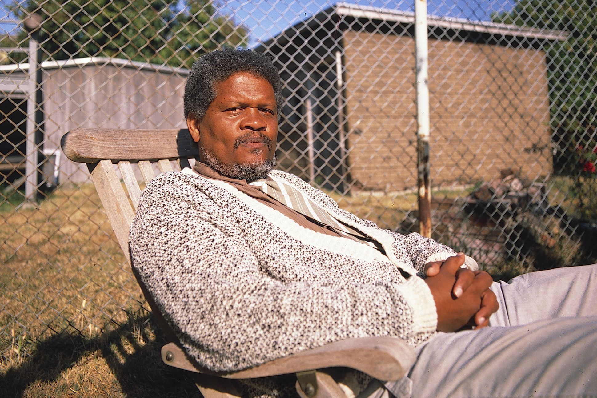 Portrait of African American novelist Ishmael Reed, at his home in Oakland, CA, 1983.
