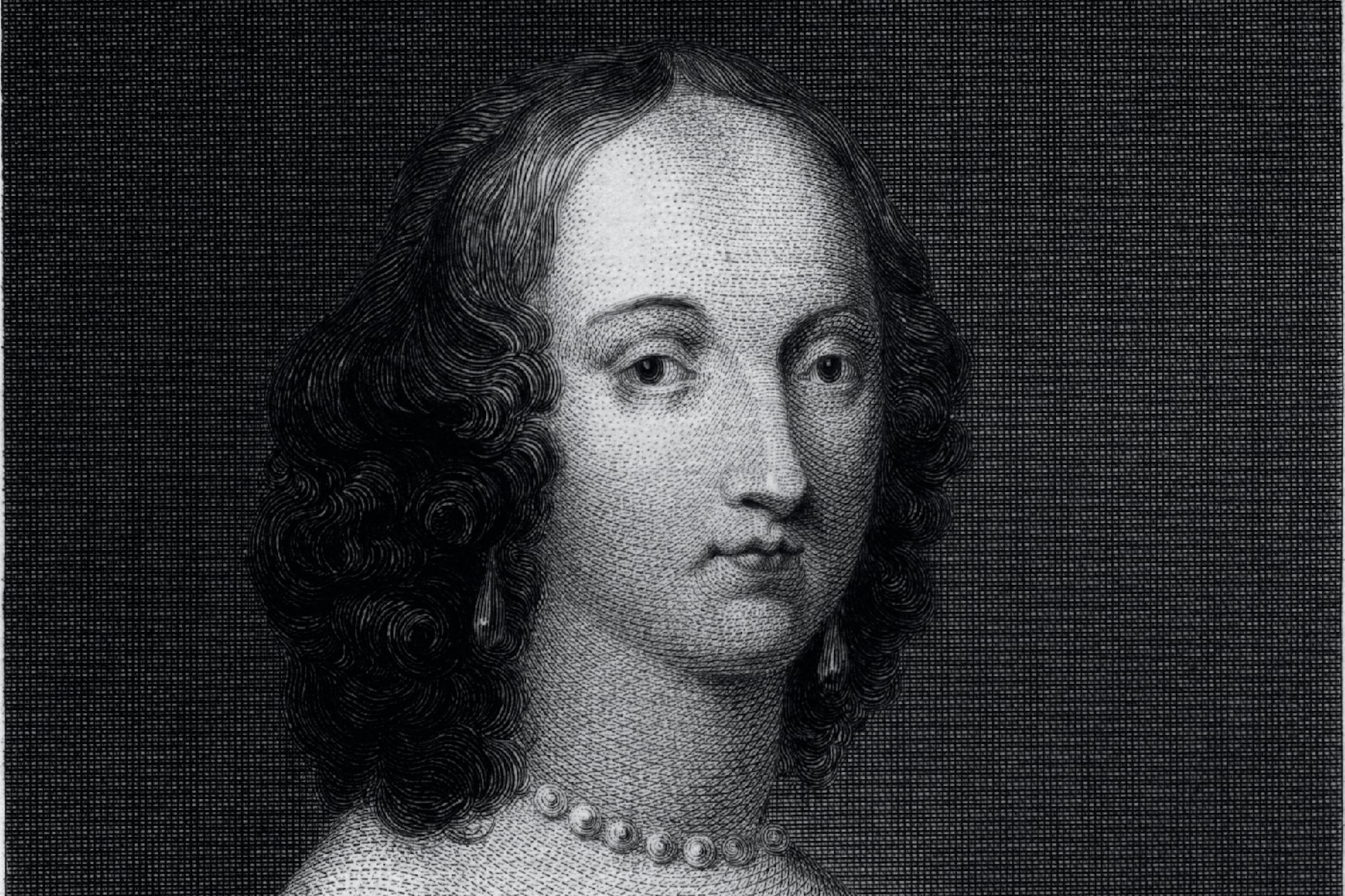 A bust-length portrait of poetess, Katherine Philips (1631-1664), the first English woman poet to have her work published. ()