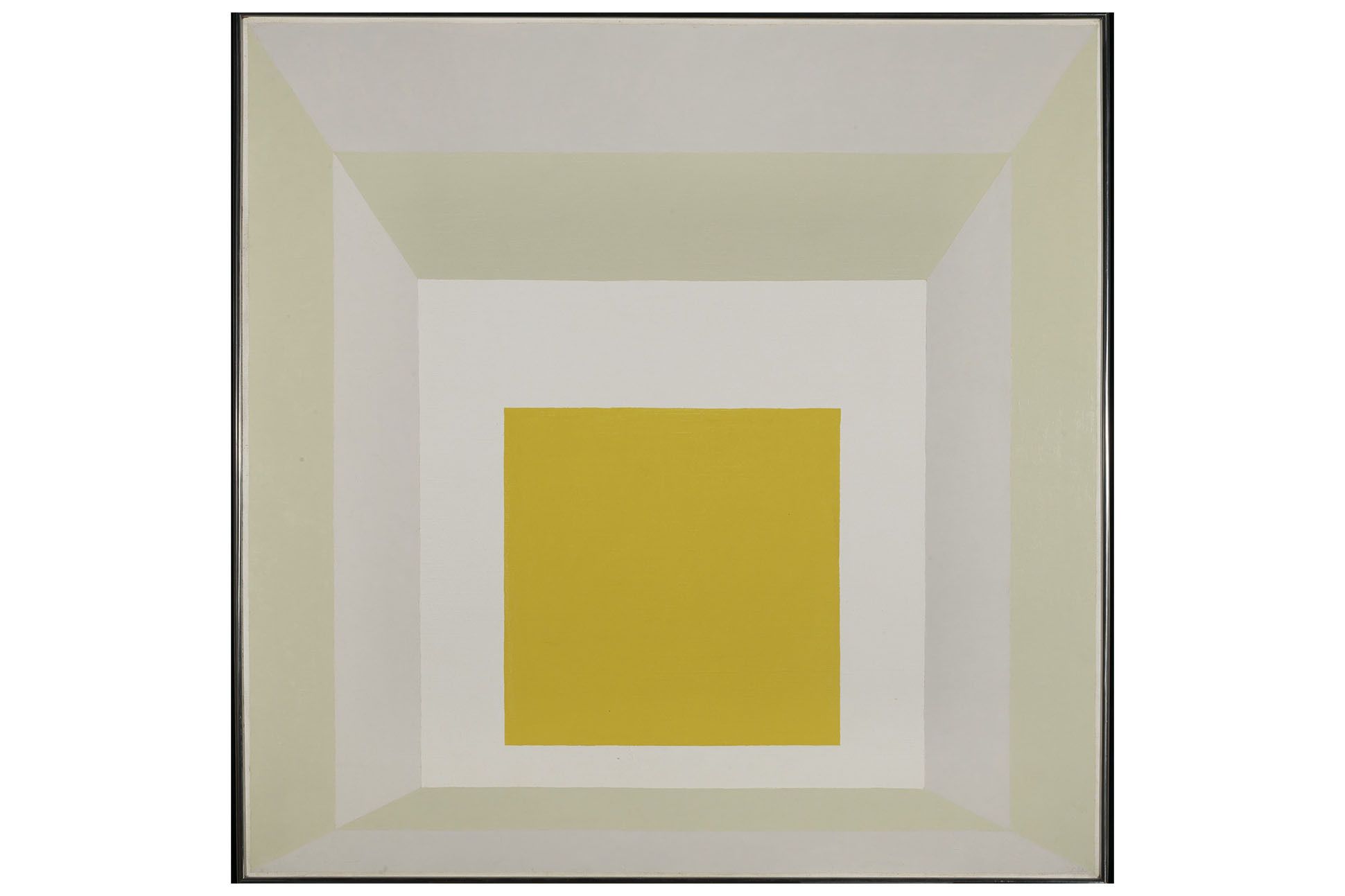 Concentric cream and white squares with a yellow square in the center.