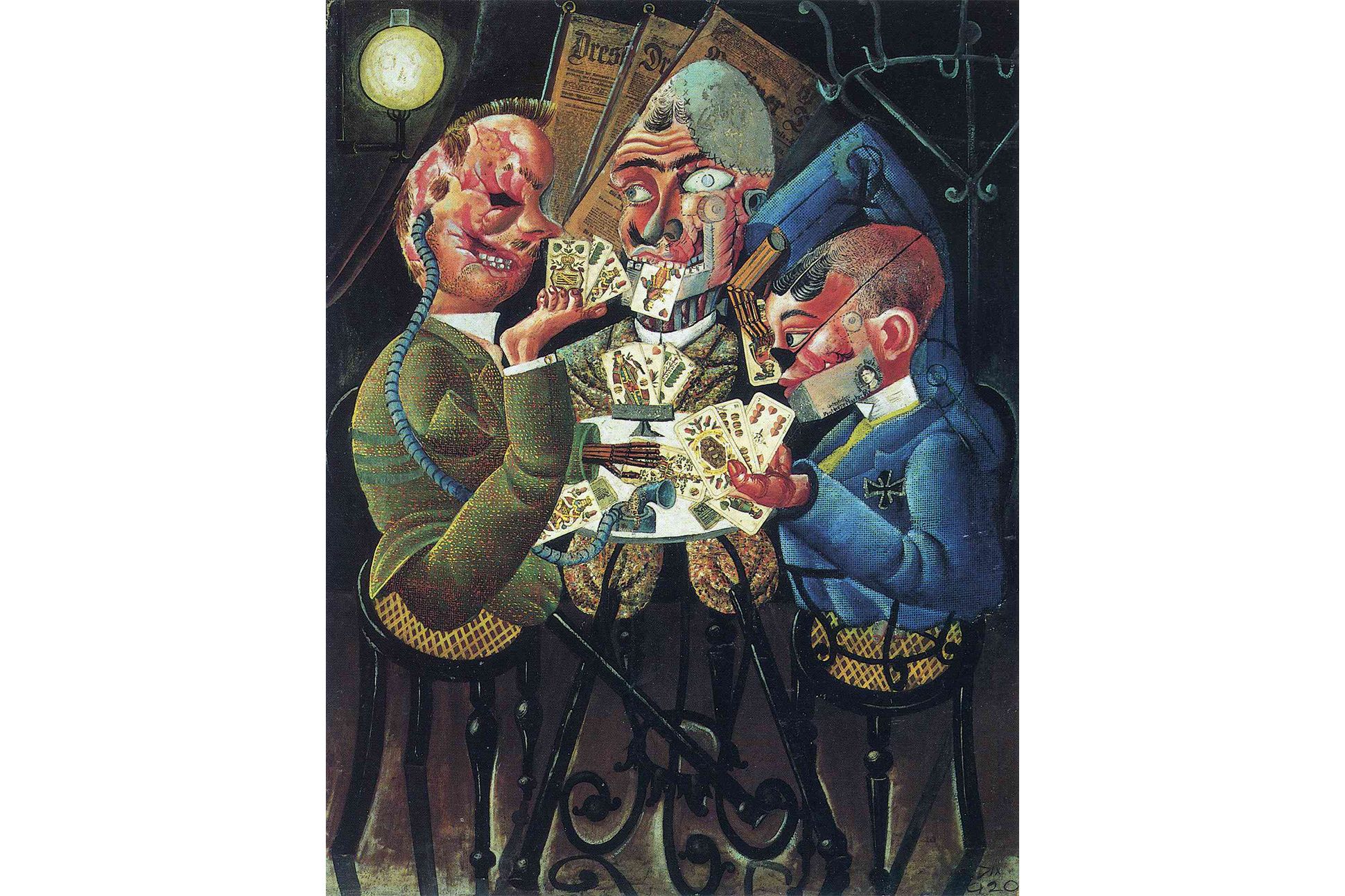 The oil painting titled "Skat Players"