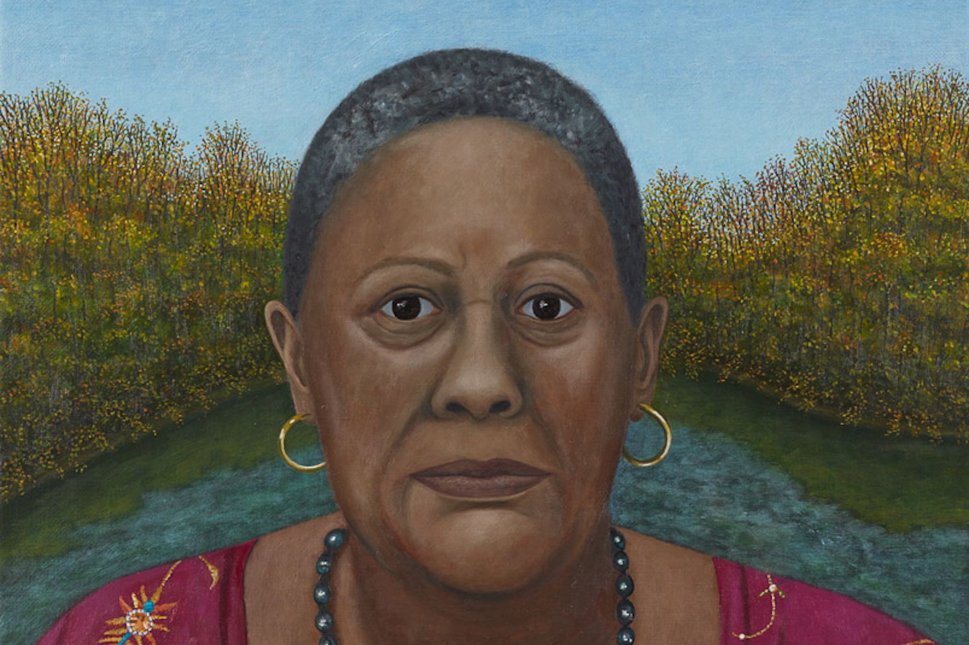 Portrait of Marilyn Nelson in front of a river, by Scott Kahn.