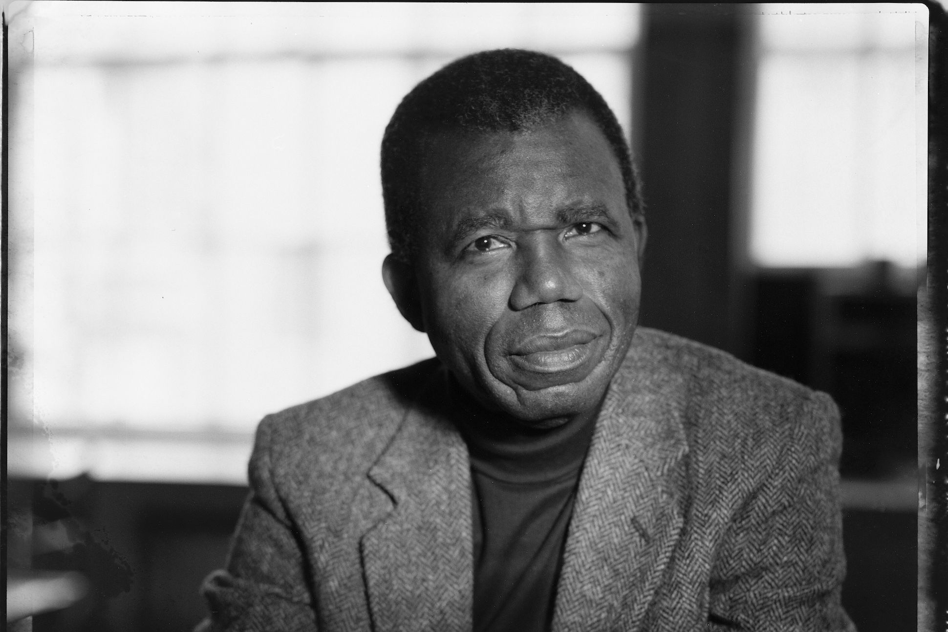 Portrait of Chinua Achebe (1930-2013), Nigerian novelist, poet and critic. New York City, New York. March 6, 1988