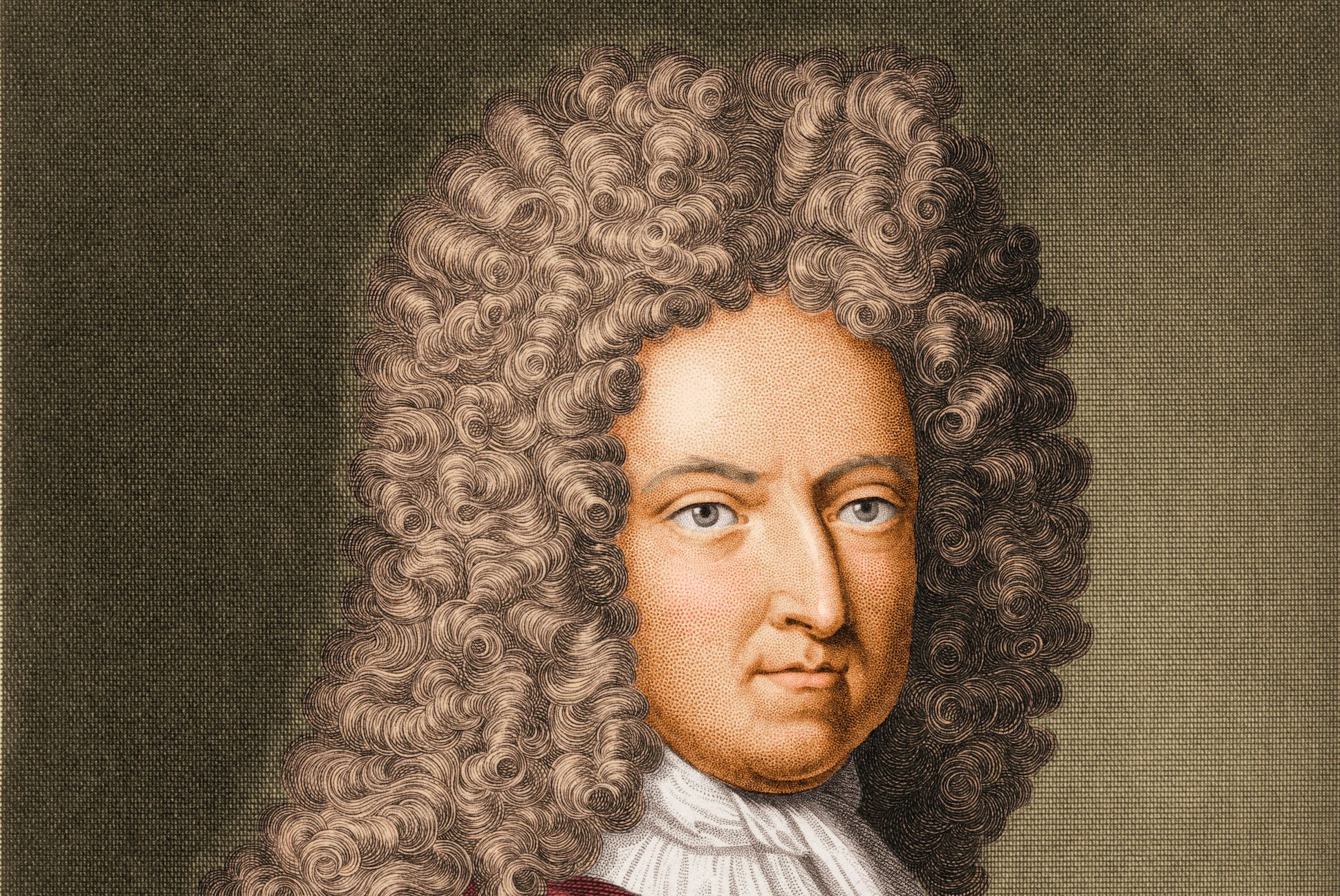 Engraving depicts a portrait of English novelist and journalist Daniel Defoe (1660 - 1731), late 17th or early 18th century.