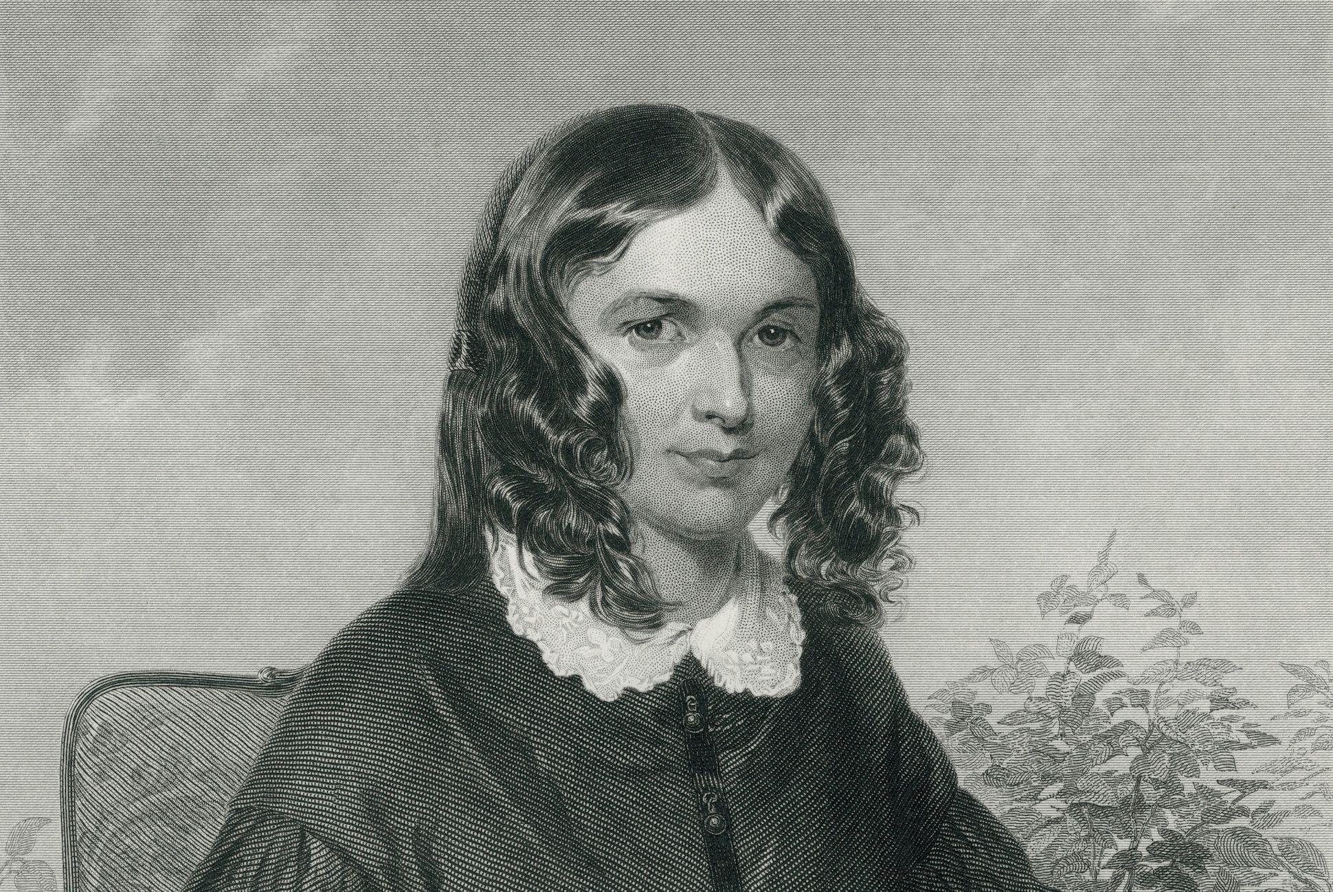 Portrait of Prominent English Poet Elizabeth Barrett Browning (1806-61)