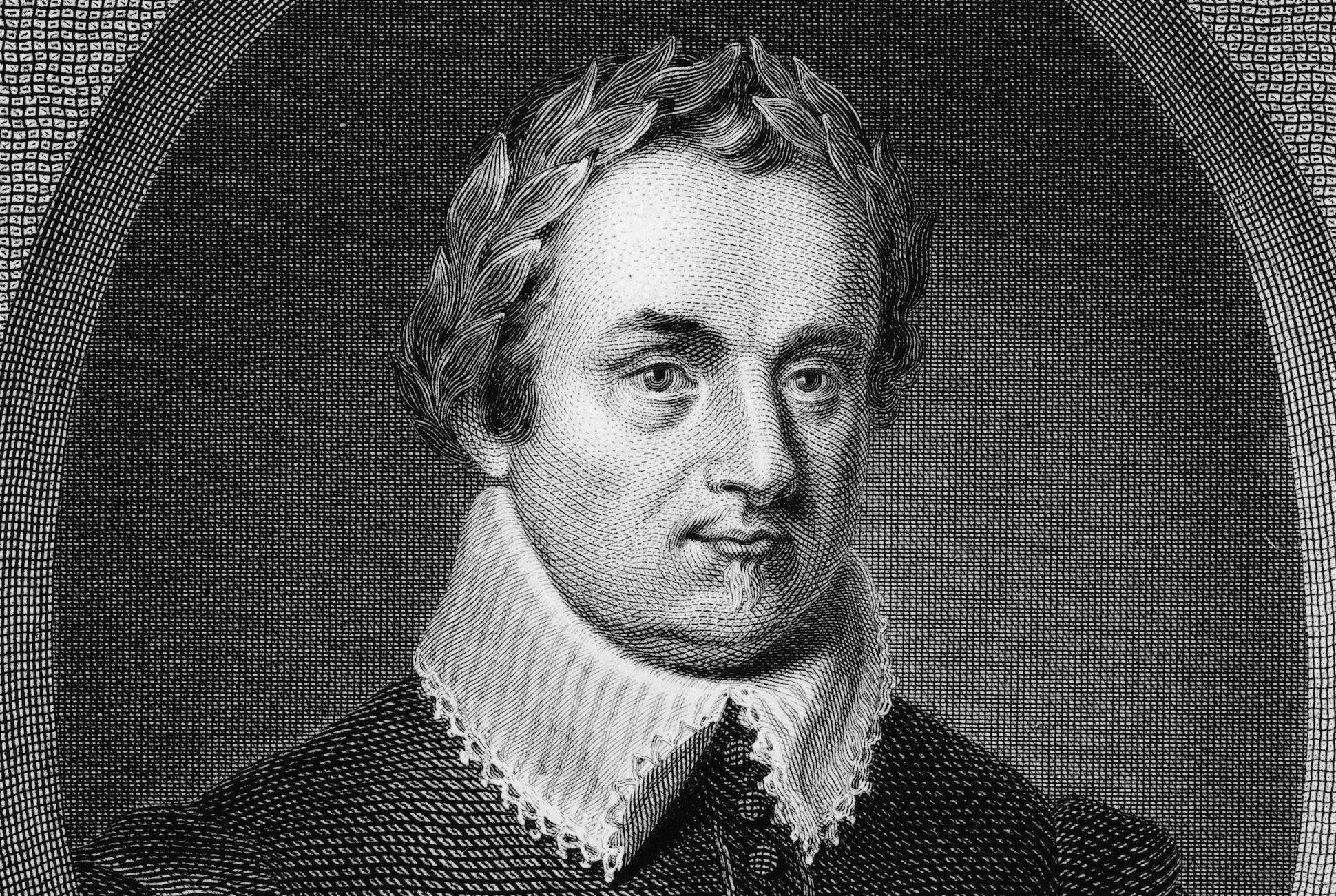 English poet Michael Drayton (1563 - 1631), circa 1600. Engraved by I. H. Robinson from a drawing by W. Green, after an original painting.